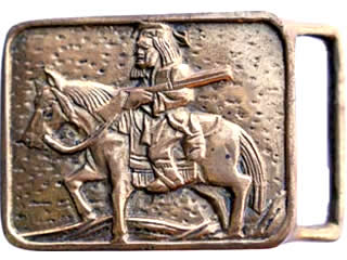 Man on Horse with Rifle brass buckle