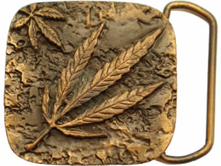 Vintage Marijuana leaf buckle in gold tone