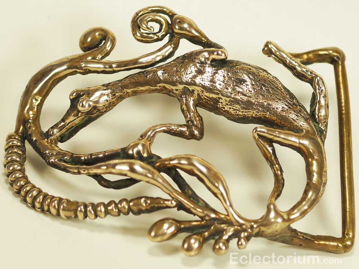 Solid brass Carl Tasha Gecko no. 89 belt buckle